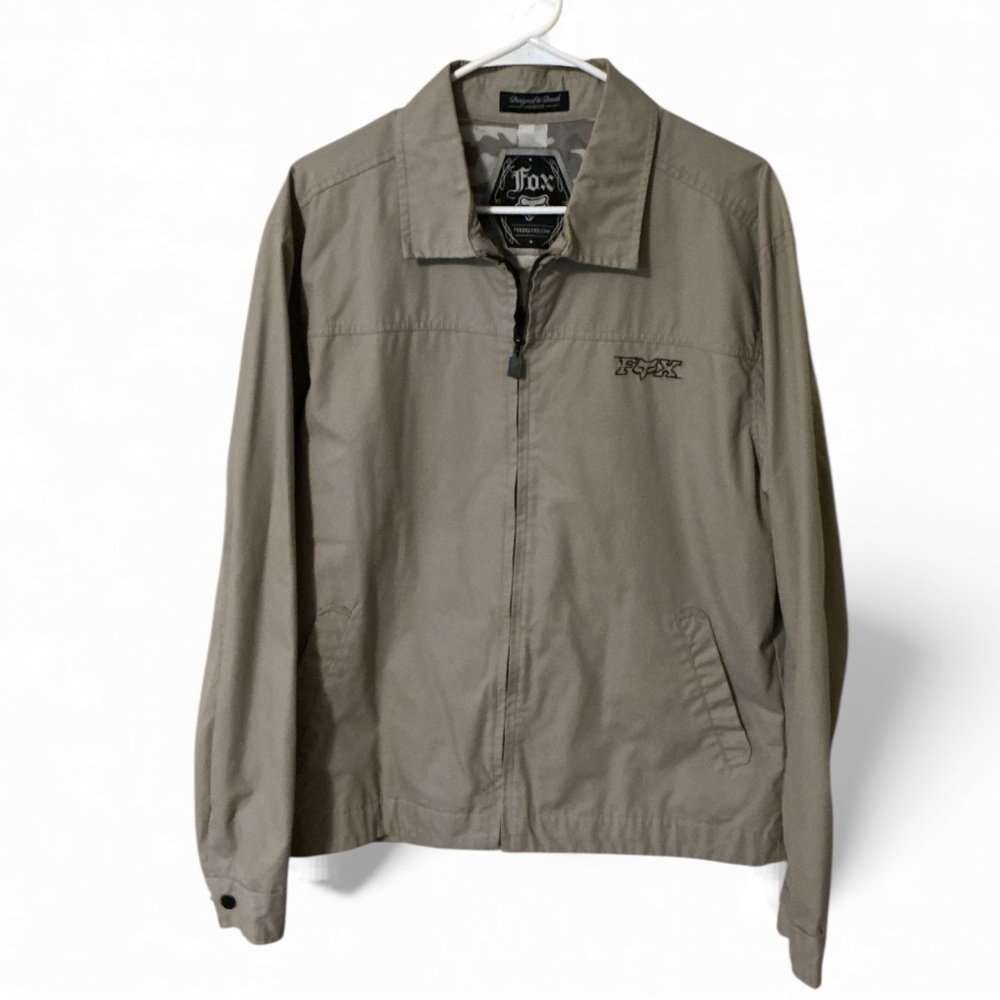 🌺FOX DELUXE DESIGNED TO DEATH BEIGE ZIP UP JACKET